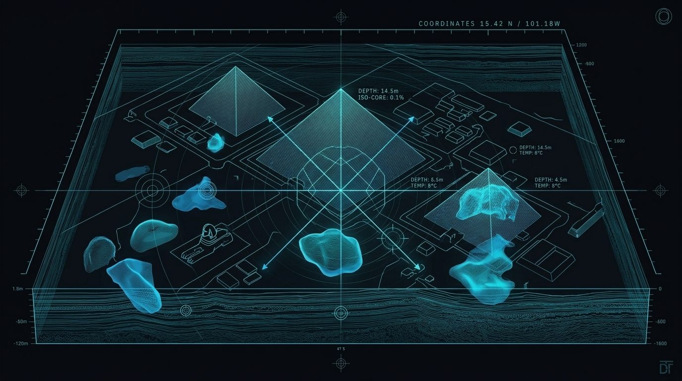 The Great Pyramid Plateau, subsurface radar interpretation